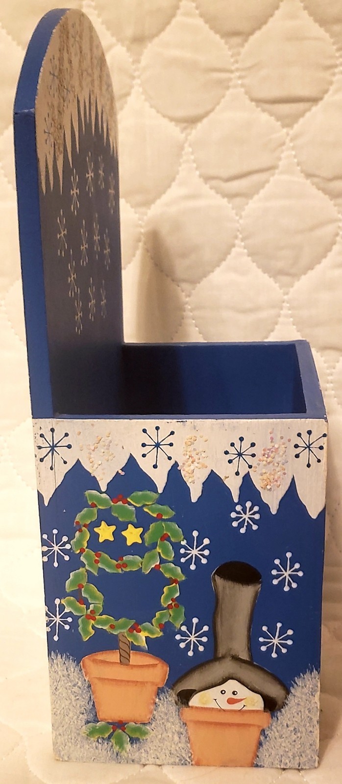 Ganz Painted Snowman Winter Christmas Card/Napkin Holder 10x6x4" Wood Box
