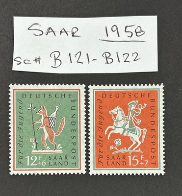 Germany Saar 1958 B121-B122( Mi 433-434) MLH Nursery & Folk Songs - Image 1 of 2