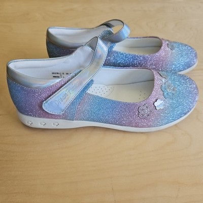 DREAM PAIRS NEW GIRL'S OMBRE SPARKLE FLOWER FLAT UNIFORM MARY JANE SHOES SIZE 4