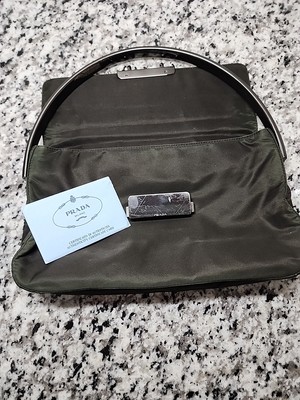 PRADA Hand Bag Nylon Ebano (Black) Auth B7512