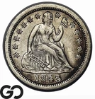 1843 Seated Liberty Dime, Lustrous Choice AU++ Better Date