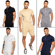 Enzo Mens Polo Shirt Casual Collared 1/4 Zip Short Sleeve Summer Top S-2XL