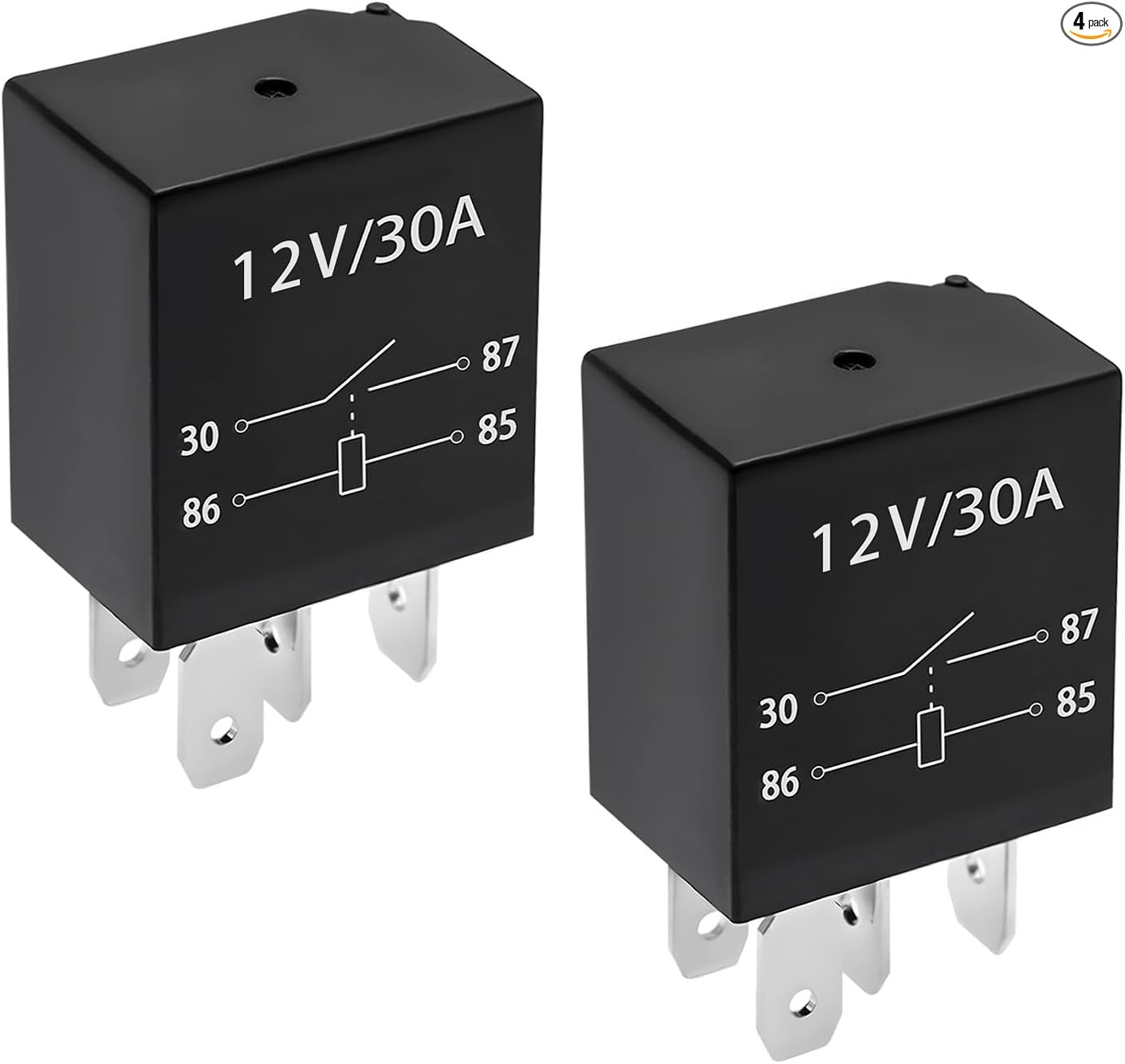 4 PCS 30A 5-Pin 12V Waterproof Heavy Duty Automotive Relay,  Color: 4Pin, 2PCS