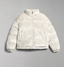 Napapijri Belay Womens Velvet Puffer Jacket White BNWT RRP £220 Coat Winter Warm