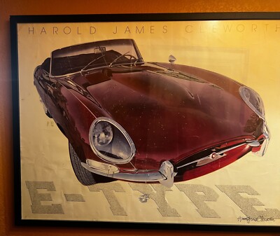Jaguar E Type Signed  Lithograph by Harold James Cleworth