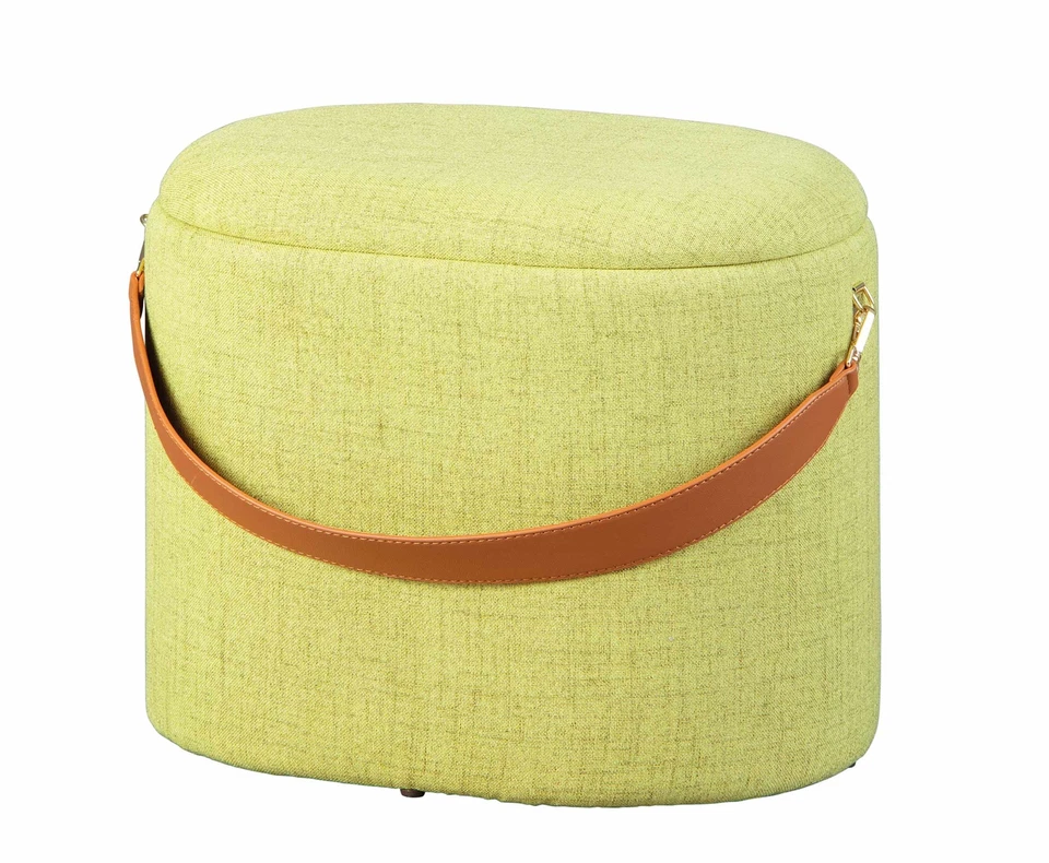 Polsterhocker DILIA mit Stauraum Stoffbezug in Grün und Trageband - Bild 2 von 4