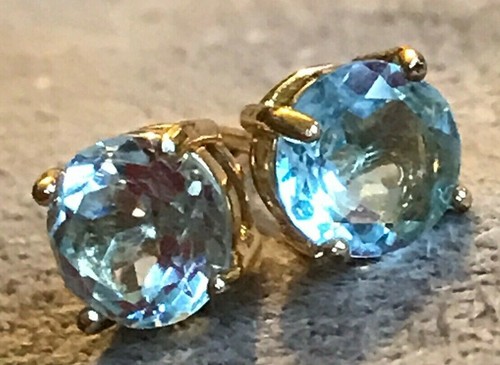 Topaz Earrings:  6mm Natural, Untreated, Excellent Brightness 14k Gold Plated - Bild 6 von 11