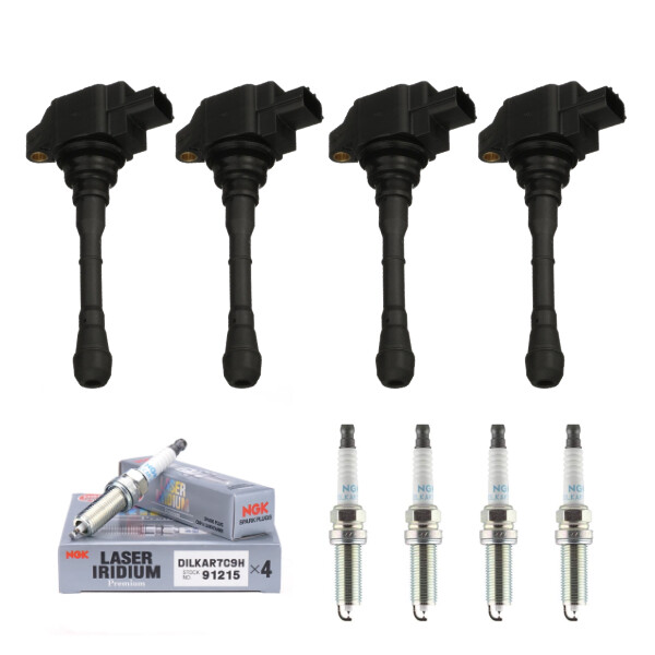 New Set of 4 Ignition Coil & NGK Spark Plug for 12-17 Nissan