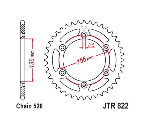 Piñón trasero de acero JT 52T 52 dientes BETA 350 400 450 498 520 11-12 y Husqvarna Foto 2 de 4