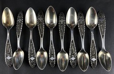 10 au&szlig;ergew&ouml;hnliche Biedermeier L&ouml;ffel - l&ouml;tig - Silber filigran - 14cm 120gr
