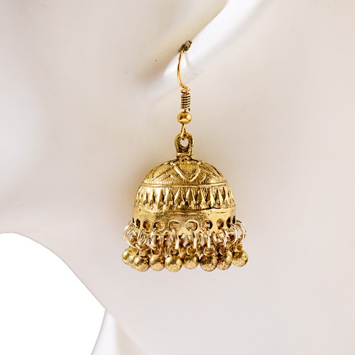 Indian Ethnic Bollywood Women Gold Bohemian Vintage Drop Jhumka Earrings - Picture 40 of 189