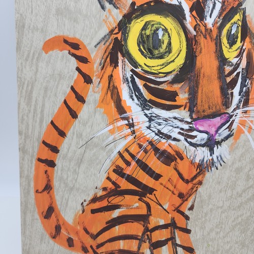 WILD-EYED TIGER Rosalind Welcher signed original art c1960s-70s Panda Prints Inc - Picture 4 of 8