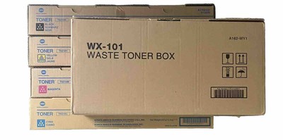 Konica Minolta TN216 Original Toner Set Black Yellow Magenta Cyan Plus Waste Box