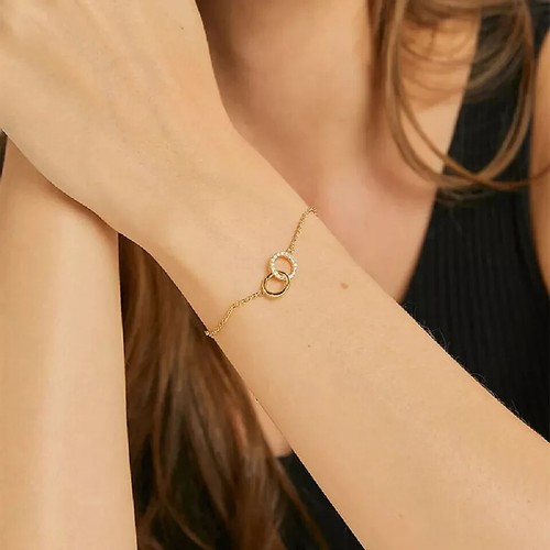 2Ct Round Cut Diamond Lab Created Women's Chain Bracelet 14K Yellow Gold Finish - Picture 2 of 3