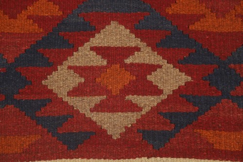 Geometric Flatweave Reversible Kilim 7 ft. Runner Rug 3x7 Wool Carpet - Picture 5 of 10