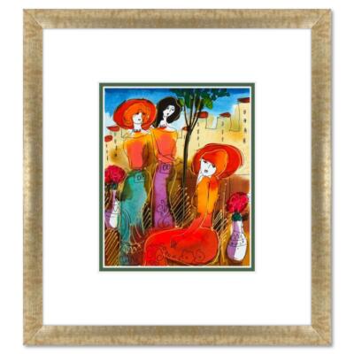 Moshe Leider, Framed Original Mixed Media Watercolor Painting, Hand Signed