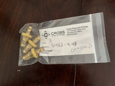 3 Each   30482-4-4B Parker Hannifin Push-Lok Series Barbed Hose Fittings