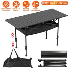 Height Adjustable Folding Portable Camping Outdoor Picnic Table with Carry Bag