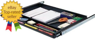 Mofangtech Under Desk Slide-Out Pencil Drawer - 15 Inch Wide, Ball-Bearing Slides, Black Organizer - View #4