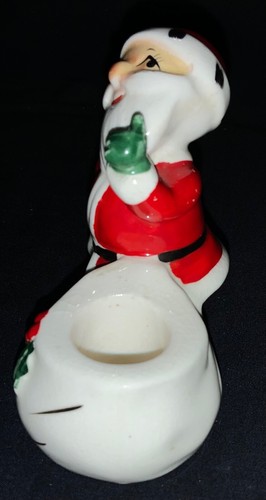 VINTAGE ‘50’S HOLT HOWARD CERAMIC CANDLEHOLDER - SANTA W/GIFT BAG! - Picture 5 of 12