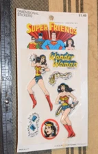1973 WONDER WOMAN EZ Dimensional SUPER FRIENDS Puffy STICKER Original Vintage