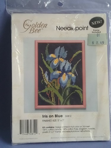 Vintage Golden Bee Stitchery Needlepoint Cross Stitch Kit Iris - Picture 3 of 5