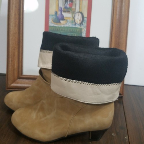 Women Double Buckle Wide MidCalf Boots Block Heels Lined Bootie Size US 9 - Picture 3 of 10