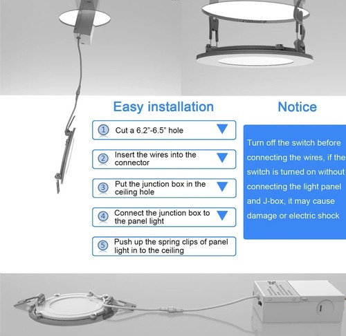 12 Pk LED Recessed Lighting 6 inch,3CCT Dimmable Canless Recessed Ceiling L... - Picture 8 of 12