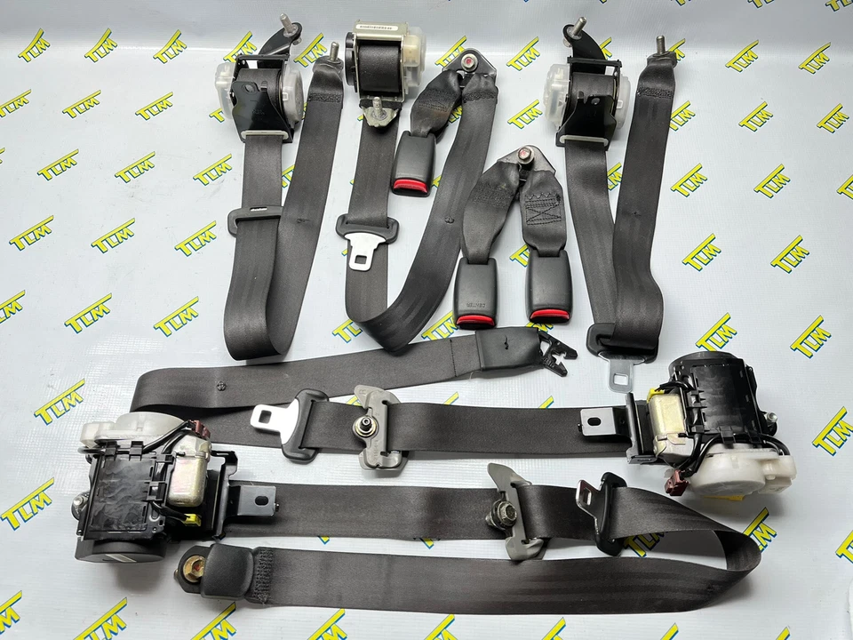 07-08 Juego completo de cinturón de seguridad Acura TL NEGRO asiento delantero trasero izquierdo derecho 2007 2008 OEM Foto 2 de 4