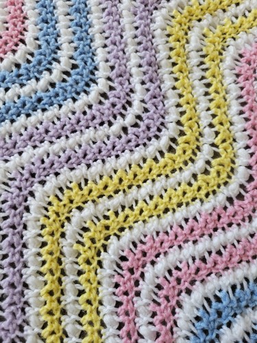 Handmade multicolor Knit Crochet BABY Blanket Infant Soft Newborn L 53in W 34in - Picture 9 of 10