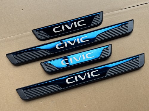 4Pcs Blue Door Scuff Sill Cover Panel Step Protector for Honda Civic Accessories - Picture 8 of 13