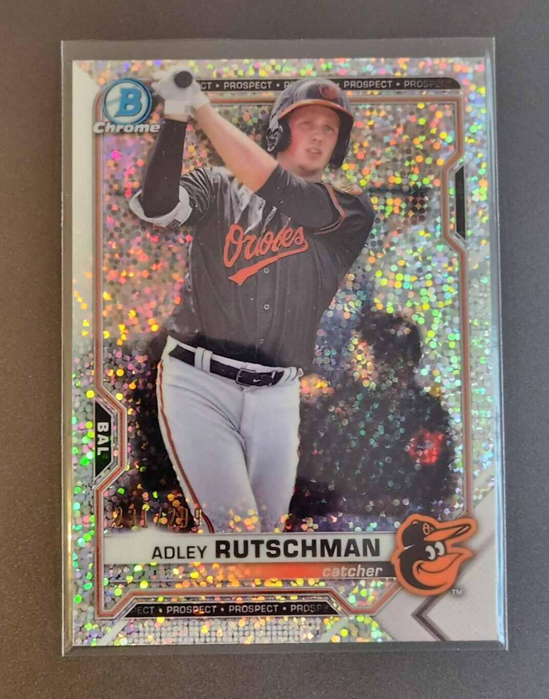 2021 BOWMAN CHROME SPECKLE REFRACTOR ADLEY RUTSCHMAN#BCP-121 SER#/299
