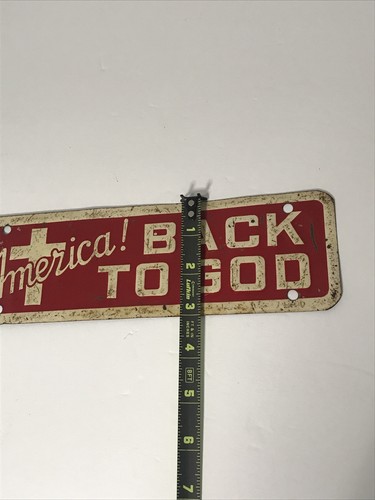 Vintage Sign America! Back To God Small Bumper Door Pusher Sign - Picture 8 of 13