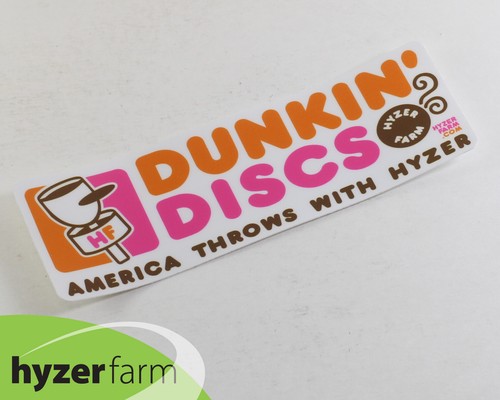 HYZER FARM "DUNKIN' DISCS" VINYL DIE CUT LOGO STICKER disc golf - Picture 2 of 2