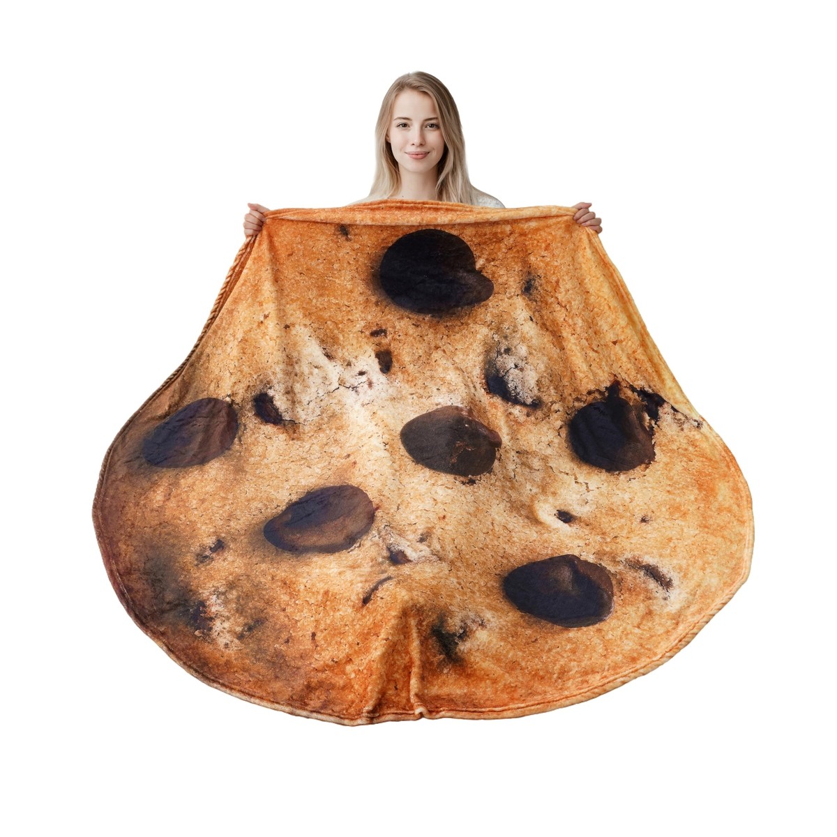 59 Inch Chocolate Chip Cookie Blanket Soft Flannel Fun Food Design
