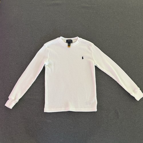 Polo Ralph Lauren Boys Thermal Shirt 6 Long Sleeve White Cotton Pony Logo Preppy