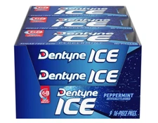 Dentyne Ice Peppermint Sugar Free Gum 9 Packs of 16 Pieces (144 Total Pieces)