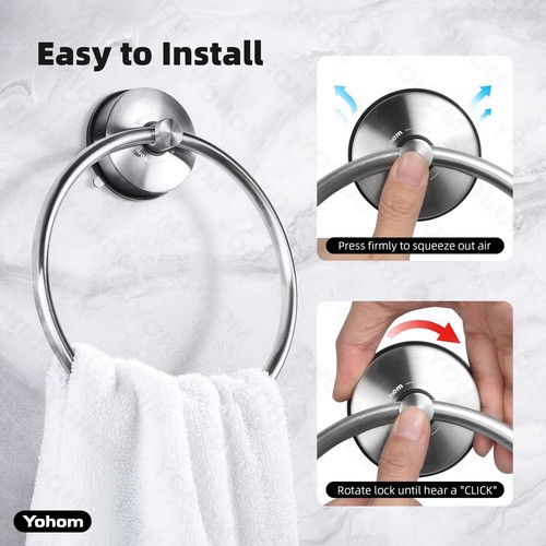Suction Cup Towel Ring Hand Towel Holder For Bathroom Vacuum Suction Washcloth H - Picture 3 of 7