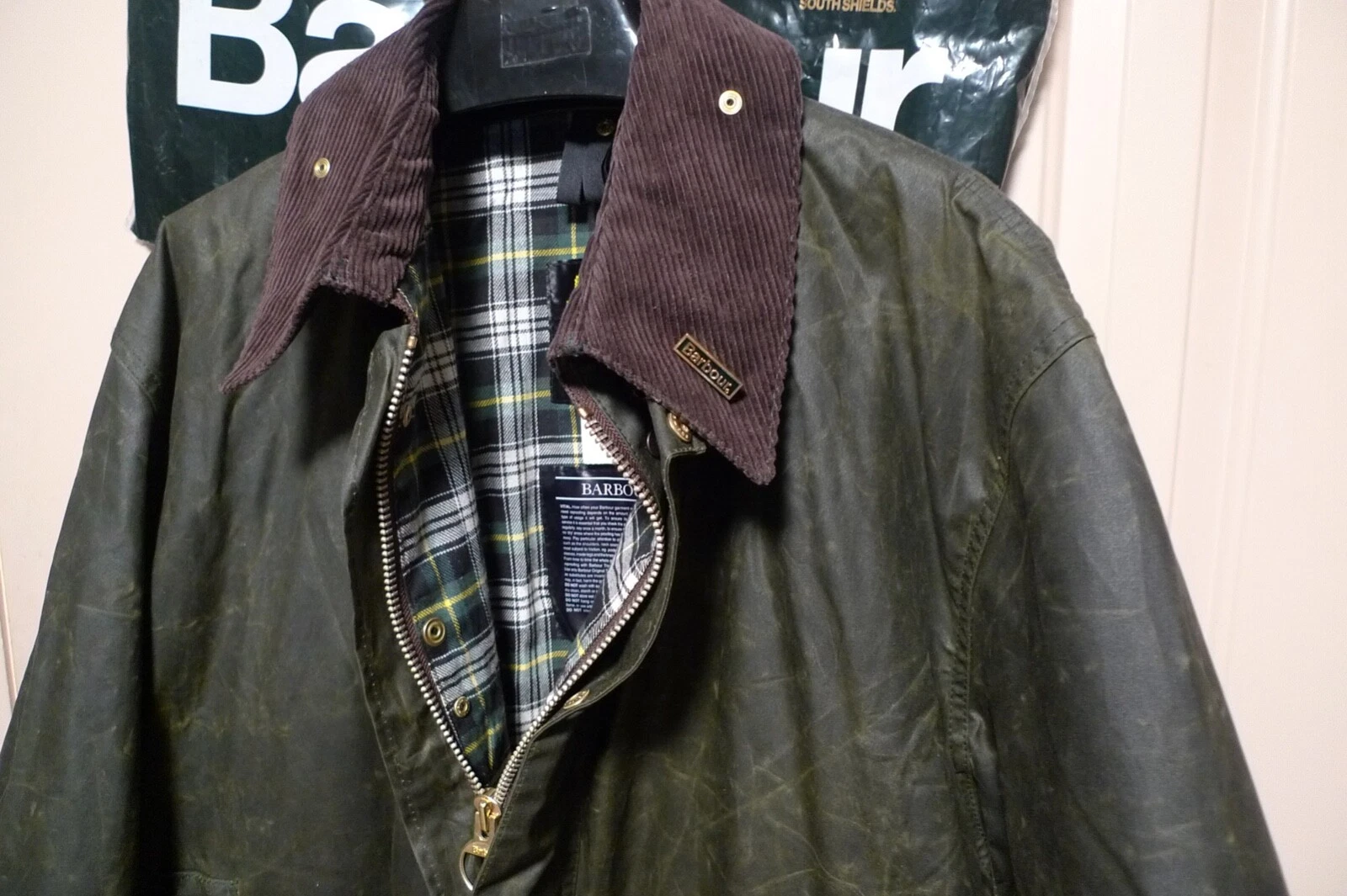 BARBOUR- A200 BORDER WAX COTTON JACKET - SAGE - MADE @ UK - EXCELLENT - 48 image 6