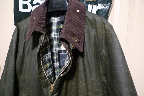 BARBOUR- A200 BORDER WAX COTTON JACKET - SAGE - MADE @ UK - EXCELLENT - 48 image 6
