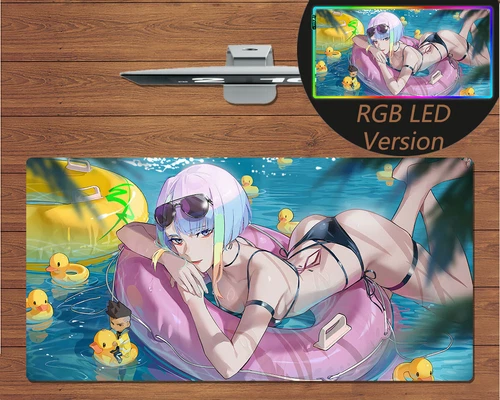 RGB LED Large Mouse Pad Cyberpunk Edgerunners Lucy Gaming Mat Mousepad Gift New