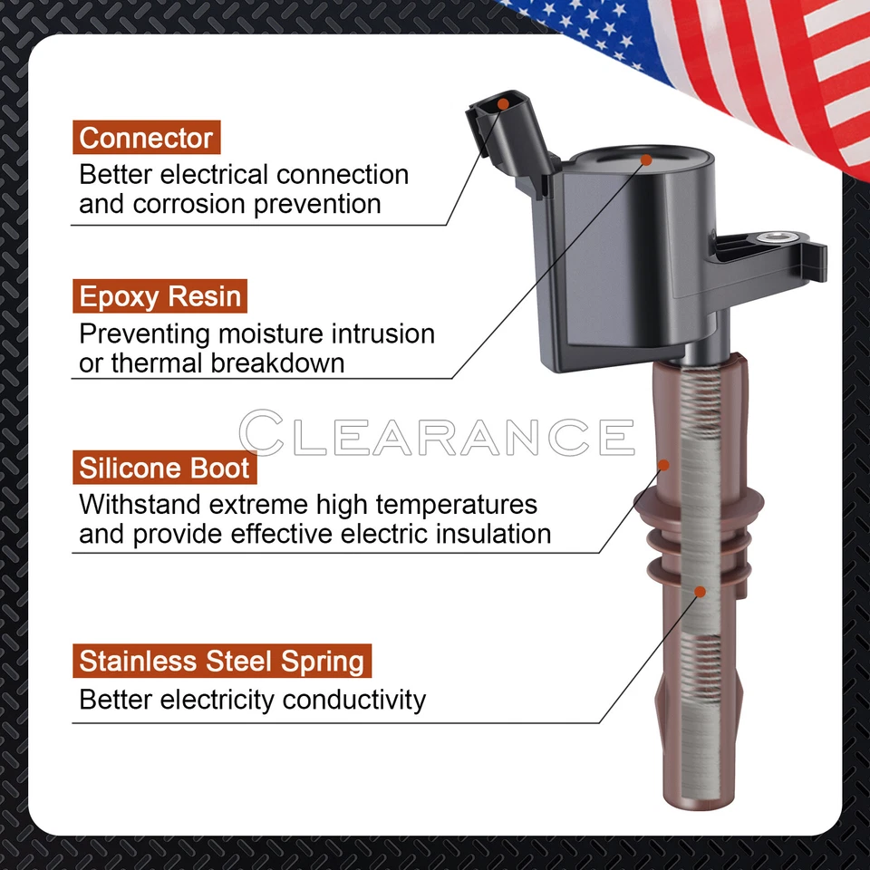 Ignition Coils Brown Boot + 8 Motorcraft SP509 Spark Plugs for Ford DG521 Foto 3 de 4