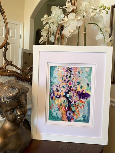 OOAK Original Acrylic Painting Christian Abstract  Spiritual 12x16 Double Mat - Photo 2/6