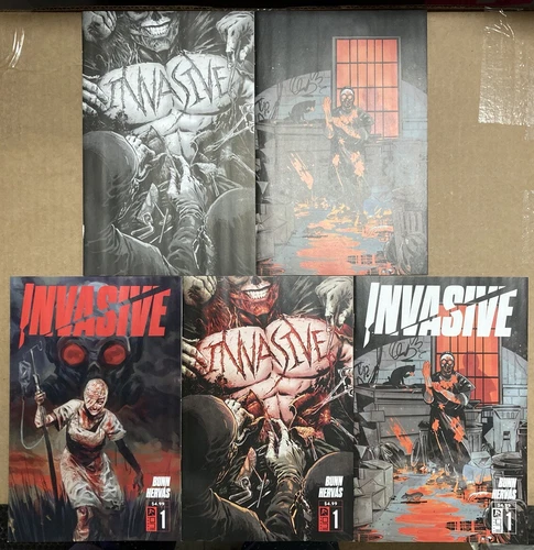 INVASIVE #1 SET OF 7 1:15,10 LEVEL VECCHIO HERVAS BUNN VARIANT COMIC BOOK BA
