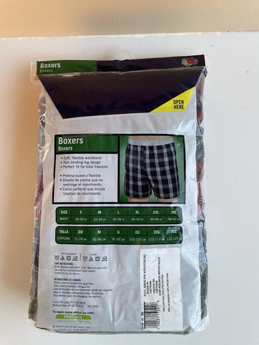 Fruit of the Loom Men's Boxers 5-Pack Tartan Plaid 2XL (44-46 Inch) - Picture 3 of 7