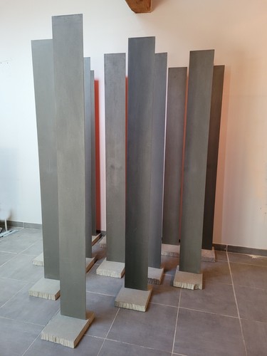A Pirri, Installation "Cure", Lames d'Acier Sur Socles En Ciment, XXème Siècle - Picture 8 of 13