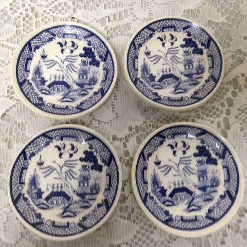 Vintage, Blue Willow, 13pc Child’s Tea Set - Brown Wicker Basket - Picture 10 of 12