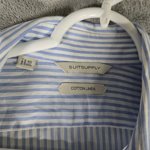 Suitsupply Cotton Linen Striped Button Down Shirt Dress Casual Size 40 - Picture 3 of 7