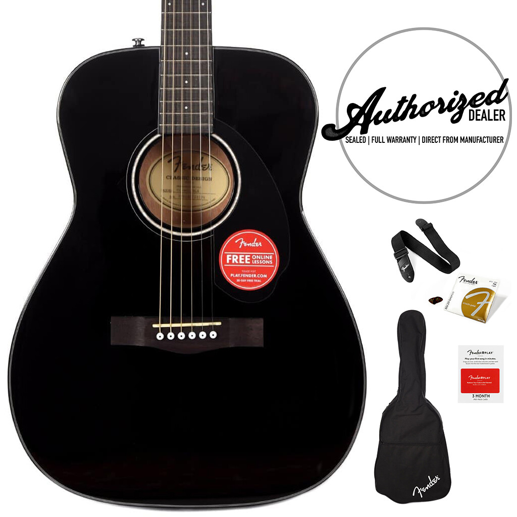 Fender CC-60S V2 Concert Acoustic Guitar Starter Pack w/ Gig Bag & Fender Play