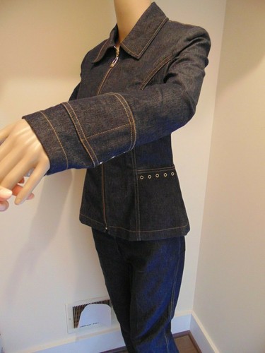 St. John Sport by Marie Gray Women's Denim Jacket and Pant Suit Size P/2 - Picture 3 of 12